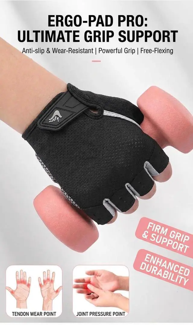Alt view image 5 of 7 - Men-Women-Half-Finger-Fitness-Gloves for Gym-Workout-Weightlifting, Spinning, Cycling - Breathable-Prevents-Calluses-Gloves with Non-Slip Padding