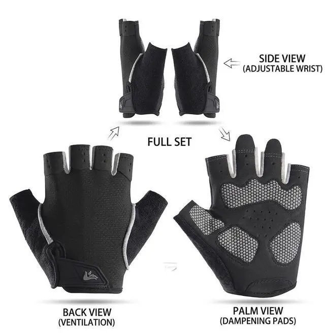 Alt view image 7 of 7 - Men-Women-Half-Finger-Fitness-Gloves for Gym-Workout-Weightlifting, Spinning, Cycling - Breathable-Prevents-Calluses-Gloves with Non-Slip Padding