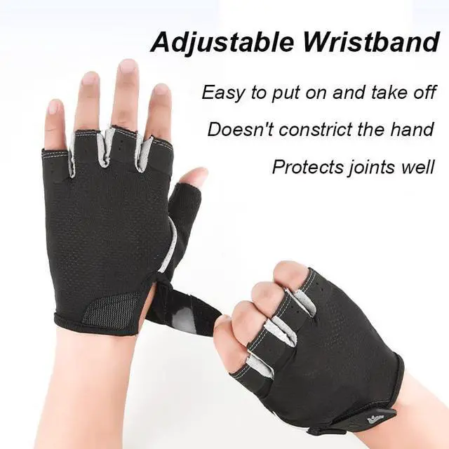 Alt view image 3 of 7 - Men Women Half-Finger Workout Gloves Anti-Slip Breathable Weightlifting