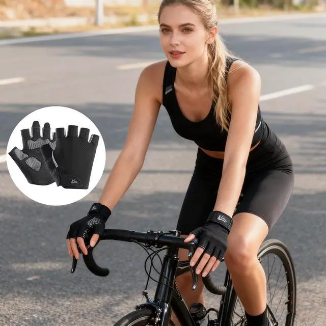 Alt view image 4 of 7 - Men Women Half-Finger Workout Gloves Anti-Slip Breathable Weightlifting
