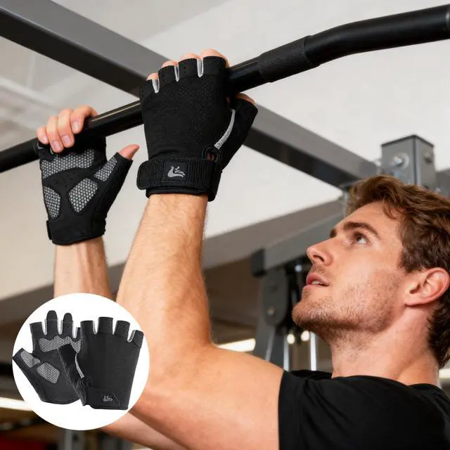 Alt view image 5 of 7 - Men Women Half-Finger Workout Gloves Anti-Slip Breathable Weightlifting