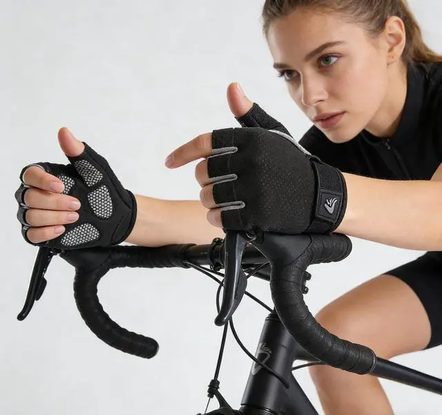 Alt view image 7 of 7 - Men Women Half-Finger Workout Gloves - Lightweight Anti Slip Exercise Gloves for Cycling Gym Lifting