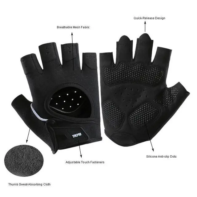 Alt view image 3 of 7 - Workout Gloves Fingerless Sports Gloves for Men Women. Anti-Slip & Breathable for Cycling, Weightlifting, Training