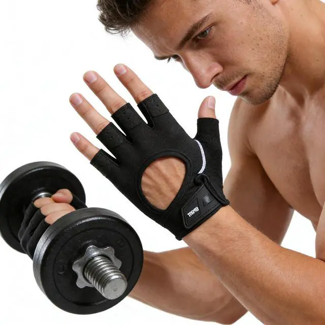 Alt view image 2 of 7 - Workout Gloves Fingerless Sports Gloves for Men Women. Anti-Slip & Breathable for Cycling, Weightlifting, Training