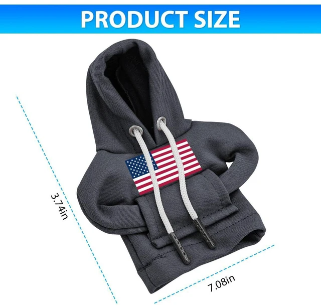 Alt view image 2 of 6 - American Flag Car Gear Shift Hoodie, Mini Sweater Vehicle Shift Knob Cover, Cute Patriotic Auto Gear Shifter Protector Interior Gadget Decoration Accessories, Universal for Most Cars (Gray)