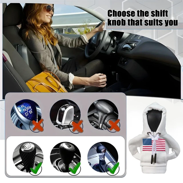 Alt view image 5 of 6 - American Flag Car Gear Shift Hoodie, Mini Sweater Vehicle Shift Knob Cover, Cute Patriotic Auto Gear Shifter Protector Interior Gadget Decoration Accessories, Universal for Most Cars (Gray)