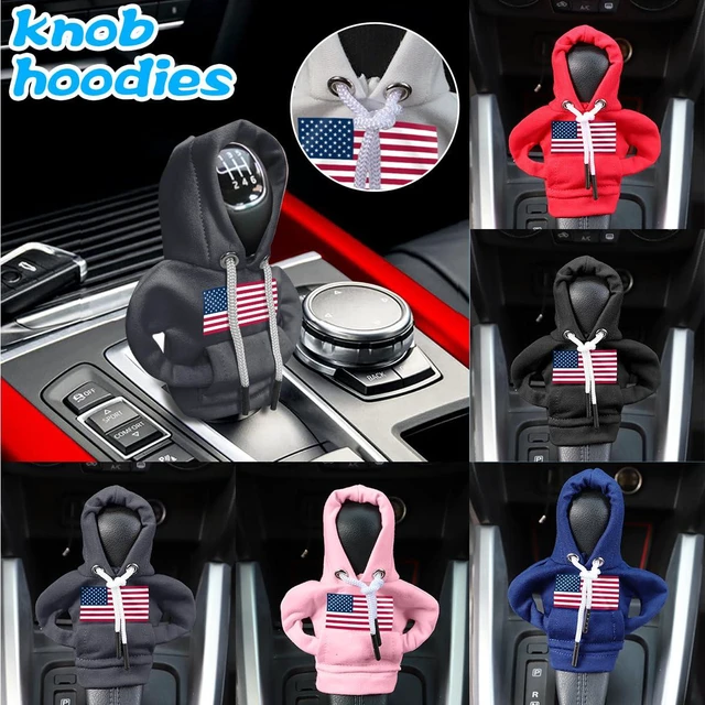 Alt view image 6 of 6 - American Flag Car Gear Shift Hoodie, Mini Sweater Vehicle Shift Knob Cover, Cute Patriotic Auto Gear Shifter Protector Interior Gadget Decoration Accessories, Universal for Most Cars (Gray)
