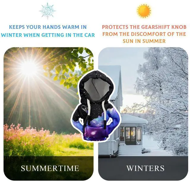 Alt view image 4 of 6 - Car Shift Knob Hoodie Cover, Funny Gear Shift Knob Protector, Mini Warm Hoodie Shifter Decoration Cover for Most Cars, SUVs, Trucks, Universal Interior Car Accessories (Starry Sky)