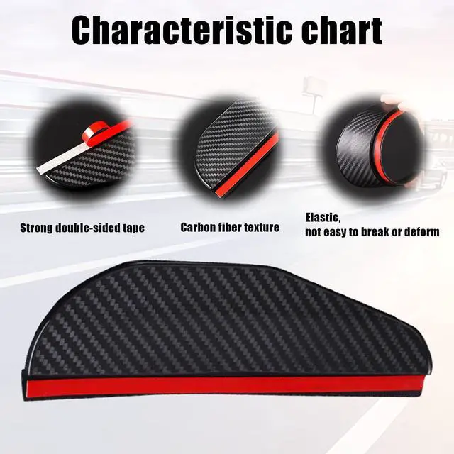 Alt view image 3 of 7 - 2Pcs Carbon Fiber Side Mirror Rain Visor Guard, Universal for Cars, Trucks and SUVs (Black)