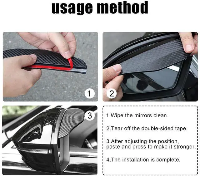 Alt view image 4 of 7 - 2Pcs Carbon Fiber Side Mirror Rain Visor Guard, Universal for Cars, Trucks and SUVs (Black)