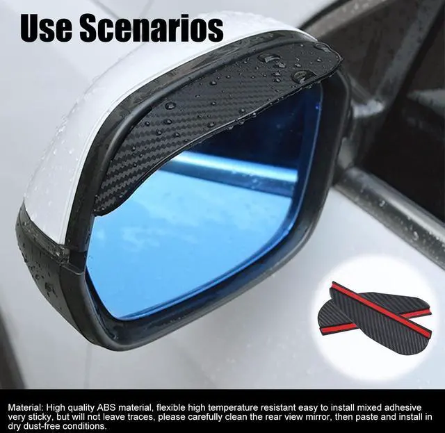 Alt view image 7 of 7 - 2Pcs Carbon Fiber Side Mirror Rain Visor Guard, Universal for Cars, Trucks and SUVs (Black)