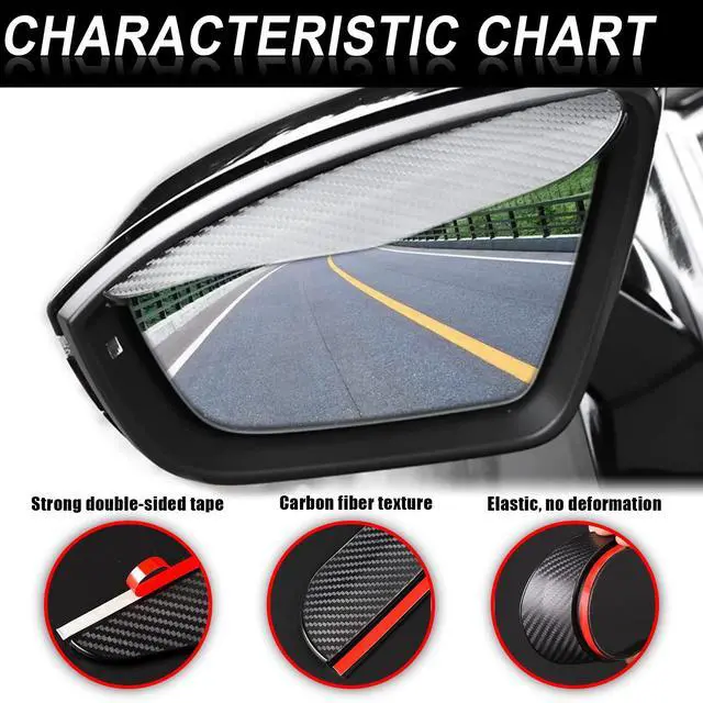 Alt view image 3 of 7 - 2 Pcs Carbon Fiber Car Side Mirror Rain Eyebrow Guard, Car Rearview Mirror Rain Brow, Waterproof Rearview Mirror Smoke Cover, For SUV, Truck, Car, Vehicle, GM Rear View Mirror Accessories