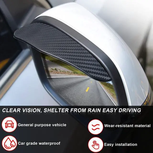 Alt view image 6 of 7 - 2 Pcs Carbon Fiber Car Side Mirror Rain Eyebrow Guard, Car Rearview Mirror Rain Brow, Waterproof Rearview Mirror Smoke Cover, For SUV, Truck, Car, Vehicle, GM Rear View Mirror Accessories