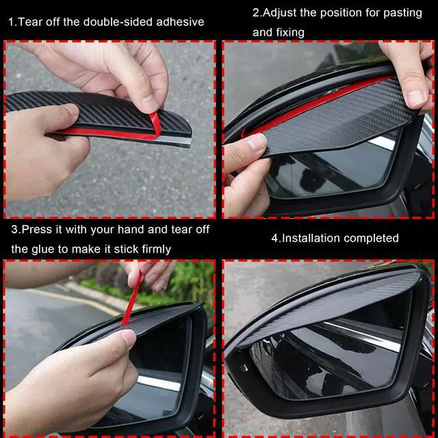 Alt view image 5 of 7 - 2 Pcs Carbon Fiber Car Side Mirror Rain Eyebrow Guard, Car Rearview Mirror Rain Brow, Waterproof Rearview Mirror Smoke Cover, For SUV, Truck, Car, Vehicle, GM Rear View Mirror Accessories