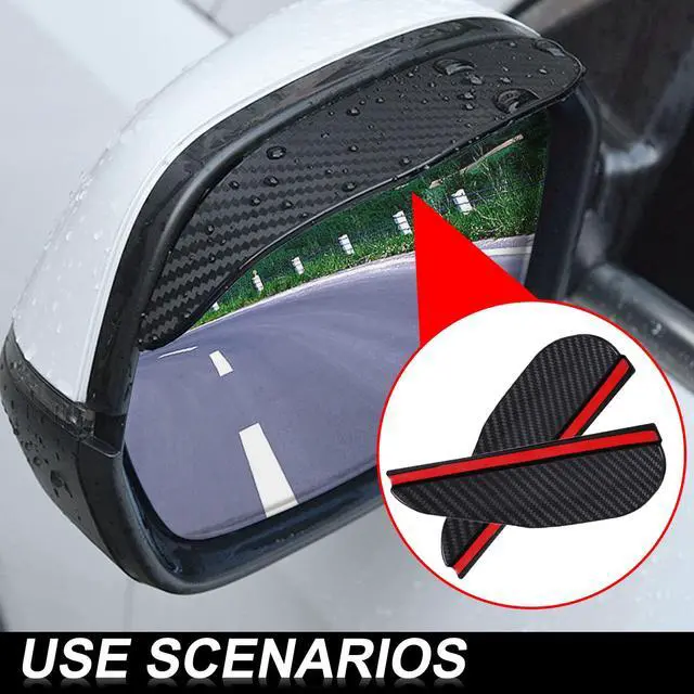 Alt view image 7 of 7 - 2 Pcs Carbon Fiber Car Side Mirror Rain Eyebrow Guard, Car Rearview Mirror Rain Brow, Waterproof Rearview Mirror Smoke Cover, For SUV, Truck, Car, Vehicle, GM Rear View Mirror Accessories