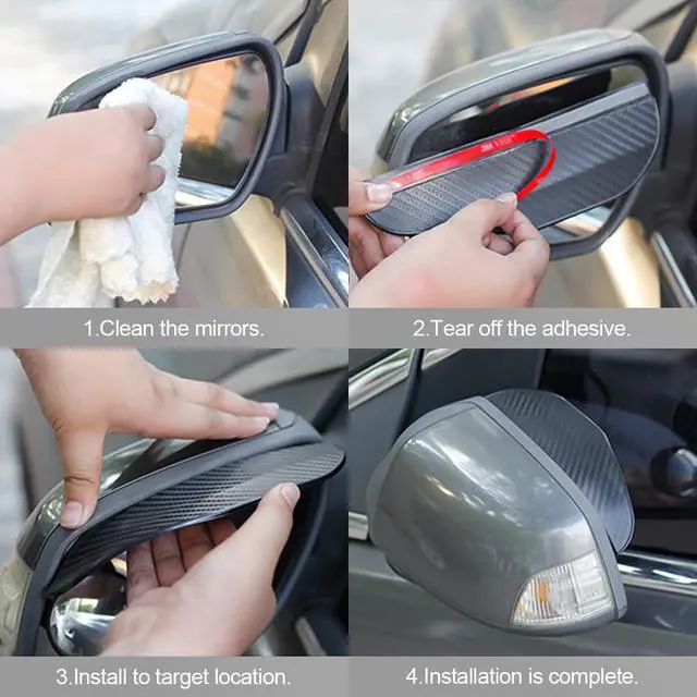 Alt view image 3 of 5 - 2PCS Car Rear View Mirror Rain Visor Guard, Auto Side Mirror Rain Eyebrow Cover, Sports, Waterproof PVC, Automotive Exterior Accessories Decor, Universal for Most Car Truck SUV (Sports)