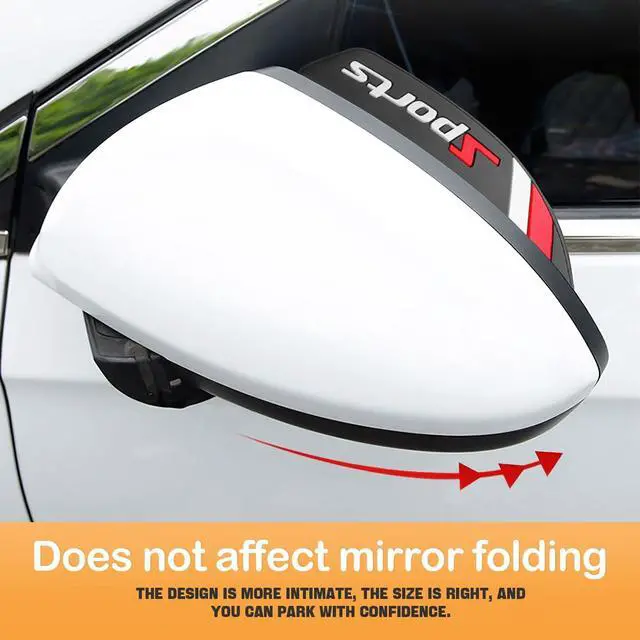 Alt view image 4 of 5 - 2PCS Car Rear View Mirror Rain Visor Guard, Auto Side Mirror Rain Eyebrow Cover, Sports, Waterproof PVC, Automotive Exterior Accessories Decor, Universal for Most Car Truck SUV (Sports)