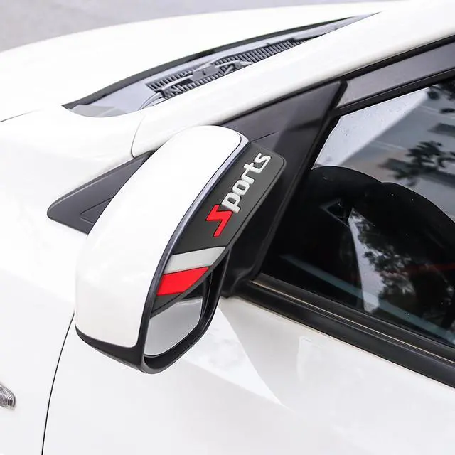 Alt view image 5 of 5 - 2PCS Car Rear View Mirror Rain Visor Guard, Auto Side Mirror Rain Eyebrow Cover, Sports, Waterproof PVC, Automotive Exterior Accessories Decor, Universal for Most Car Truck SUV (Sports)