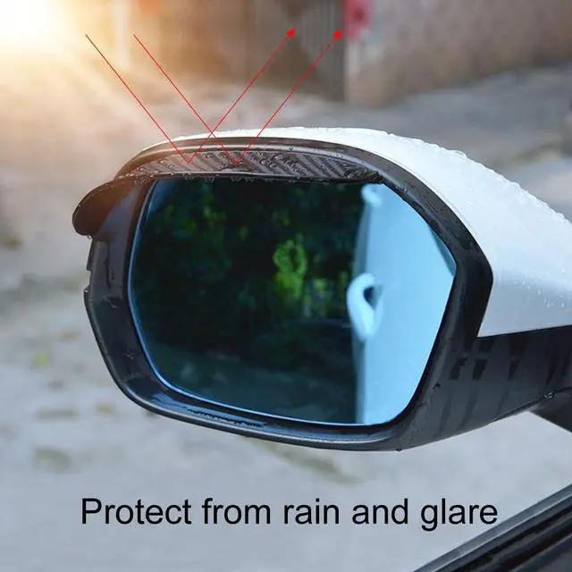 Alt view image 2 of 7 - Car Rear View Mirror Rain Visor Guard, Auto Side Mirror Rain Eyebrow Cover,Mirror Visor Guard for Most Car, Truck and SUV,Carbon Fiber (2Pack)