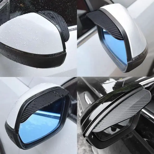 Alt view image 3 of 7 - Car Rear View Mirror Rain Visor Guard, Auto Side Mirror Rain Eyebrow Cover,Mirror Visor Guard for Most Car, Truck and SUV,Carbon Fiber (2Pack)