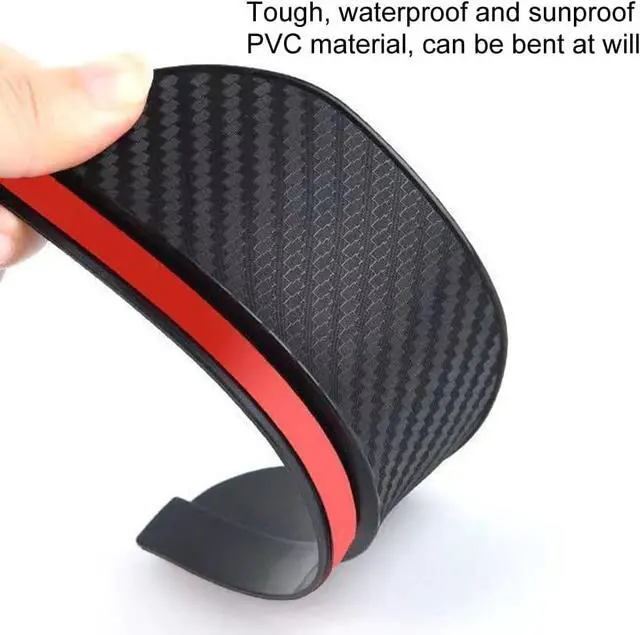 Alt view image 5 of 7 - Car Rear View Mirror Rain Visor Guard, Auto Side Mirror Rain Eyebrow Cover,Mirror Visor Guard for Most Car, Truck and SUV,Carbon Fiber (2Pack)