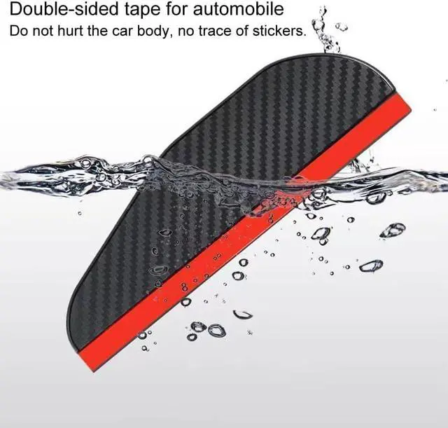 Alt view image 6 of 7 - Car Rear View Mirror Rain Visor Guard, Auto Side Mirror Rain Eyebrow Cover,Mirror Visor Guard for Most Car, Truck and SUV,Carbon Fiber (2Pack)