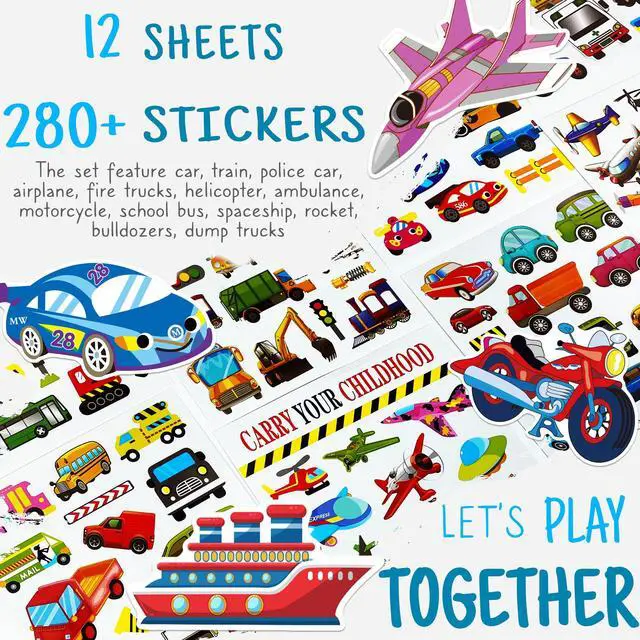 Alt view image 4 of 7 - 280PCS Transportation Stickers for Kids Rewards,Toddlers Gifts | Teaching Aids for Teachers and Parents, Colorful and Safe, Bulk Value Cute Stickers with Cars,Airplane,Rockets More Vehicles