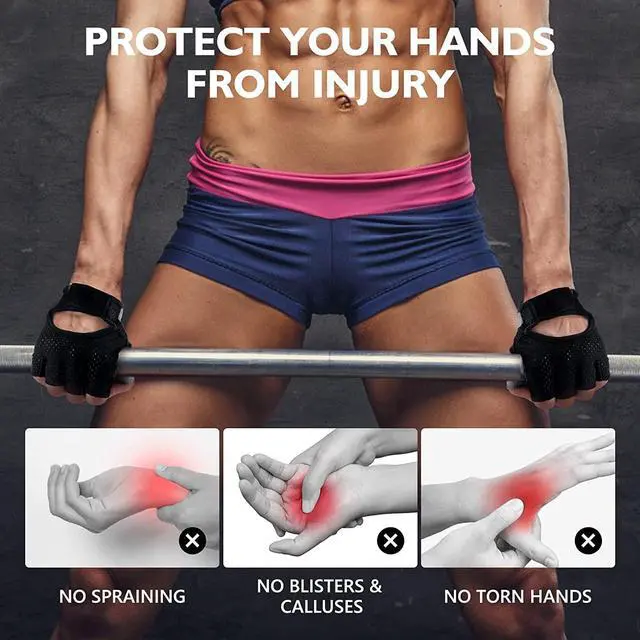 Alt view image 5 of 7 - Weight Lifting Gloves for Men Women Gym Half-Finger Glove with Anti Slip Palm Hand Protection for Workout Training, Fitness, Hanging, Pull up, Cycling, Exercise (S, Black)