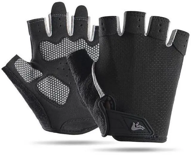 Main image of Men Women Fingerless Gym Gloves, Anti-Slip Breathable for Weightlifting | Unisex workout gloves, lightweight and adjustable, palm padded, for fitness, training and various exercises