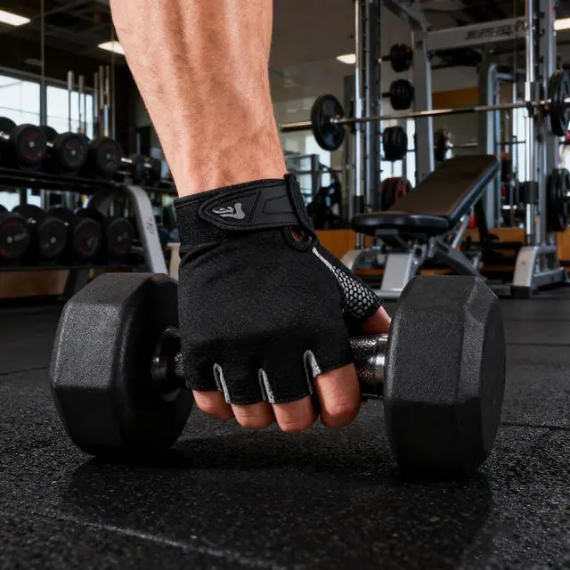 Alt view image 6 of 7 - Men Women Fingerless Gym Gloves, Anti-Slip Breathable for Weightlifting | Unisex workout gloves, lightweight and adjustable, palm padded, for fitness, training and various exercises