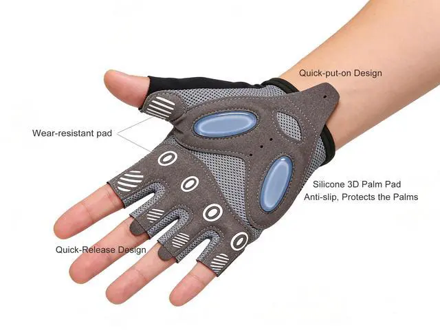 Alt view image 3 of 6 - Non-Slip Breathable Workout Fingerless Gloves for Men Women, Gym Fitness Gloves for Training, All Gym Exercises Sports