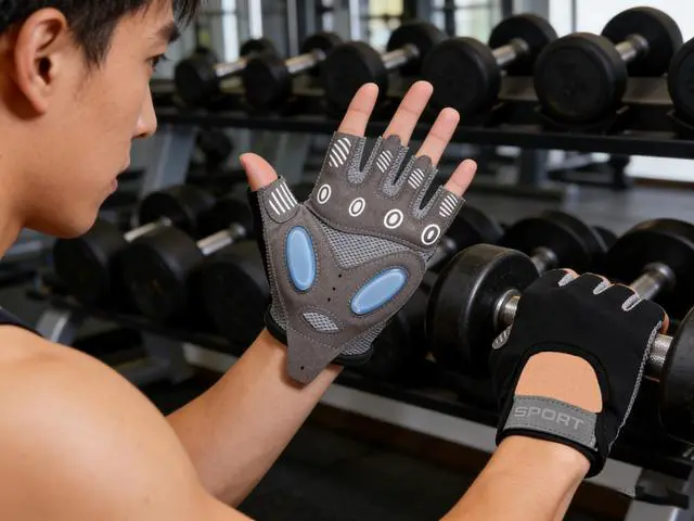 Alt view image 4 of 6 - Non-Slip Breathable Workout Fingerless Gloves for Men Women, Gym Fitness Gloves for Training, All Gym Exercises Sports