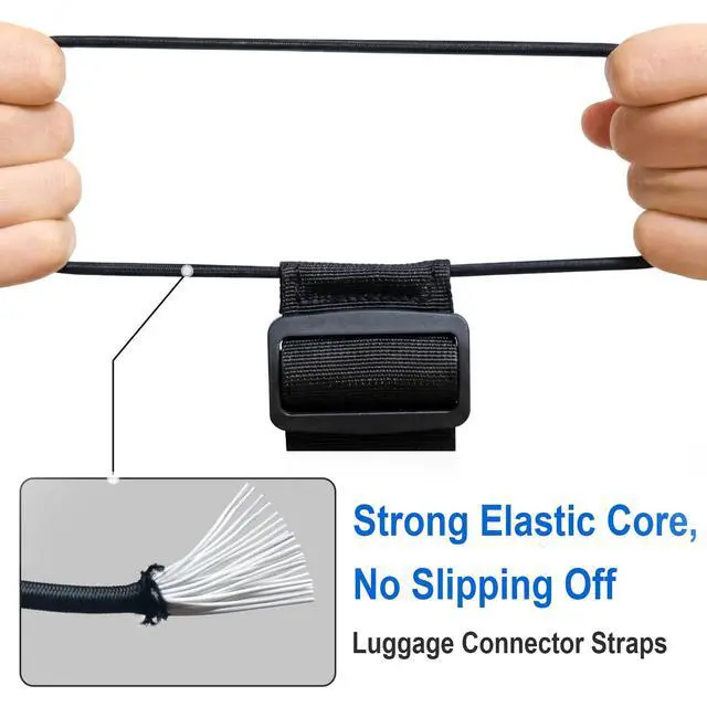 Alt view image 6 of 7 - Heavy-Duty Adjustable Elastic Luggage Straps for Suitcases, Black 2-Pack | Adjustable nylon bungee luggage connector straps, 11.81"-19.29", anti-fall, ideal for business & family trips