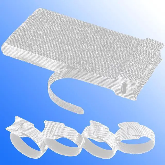 Main image of 60 PCS 6 Inches Reusable Cable Ties, Wire Ties, Cord Organizer, Cable Organizer, Adjustable Cable Management - White