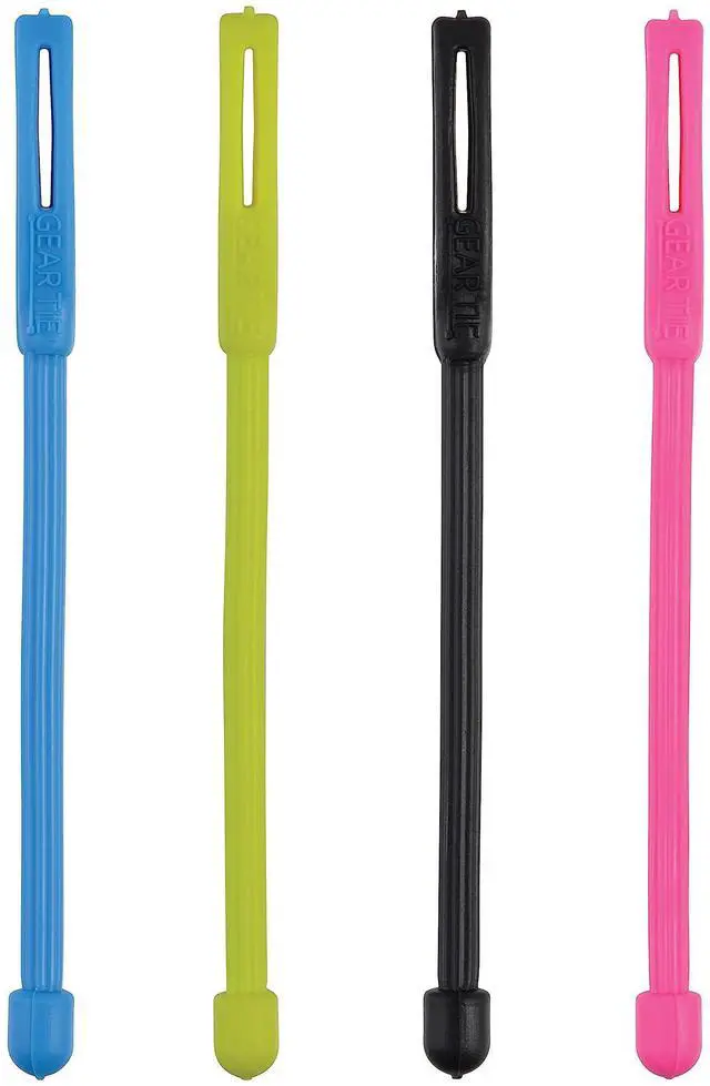 Main image of Gear Tie Cordable, The Original Reusable Rubber Twist Tie with Stretch-Loop For Cord Management + Storage, 3-Inch, Assorted Colors, 4 Pack, Made in the USA