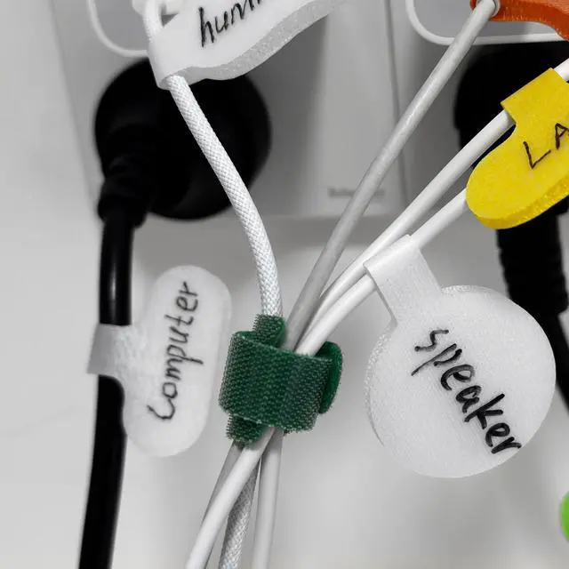 Alt view image 5 of 5 - 35 Pcs Cable Labels, Multi-Color Write On Cord/Wire Labels, Cable Tags and Wire Tags for Cable Management and Identification (White, Irregular)