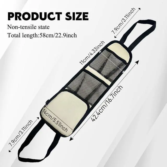 Alt view image 2 of 7 - 2PCS Car Seat Side Organizer, Seat Side Storage Pocket, Multifunctional Mesh Net Pocket, Car Multi-Pockets Backseat Organizer Side Hanging Bag for Storage Coins, Cell Phones (Beige, 2PCS)