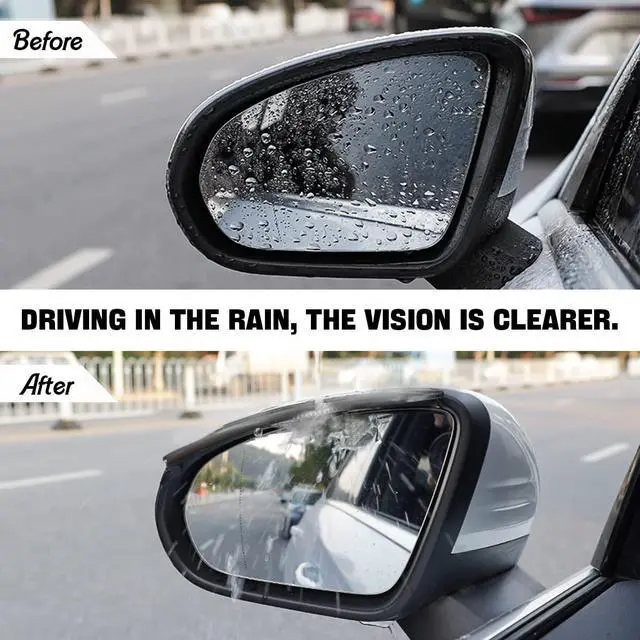 Alt view image 3 of 6 - 2PCS Waterproof Car Side Mirror Rain Visors, Smooth Black | smoke-style visor profile, fits most cars, SUVs, and trucks, car exterior accessories