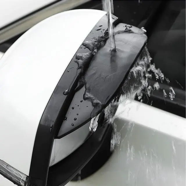 Alt view image 4 of 6 - 2PCS Waterproof Car Side Mirror Rain Visors, Smooth Black | smoke-style visor profile, fits most cars, SUVs, and trucks, car exterior accessories