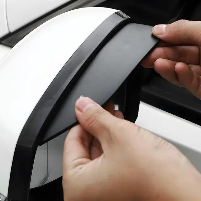 Alt view image 6 of 6 - 2PCS Waterproof Car Side Mirror Rain Visors, Smooth Black | smoke-style visor profile, fits most cars, SUVs, and trucks, car exterior accessories