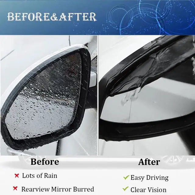 Alt view image 3 of 6 - Car Rearview Rain Eyebrow Shield,Car Mirror Rain Protector Film,Visor Guard for Most Truck and SUV (Solid Black, 2PC)