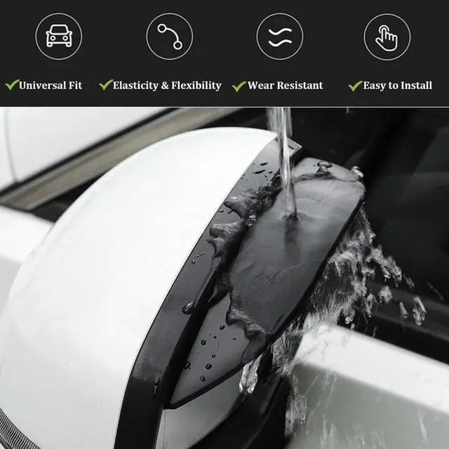 Alt view image 5 of 6 - Car Rearview Rain Eyebrow Shield,Car Mirror Rain Protector Film,Visor Guard for Most Truck and SUV (Solid Black, 2PC)