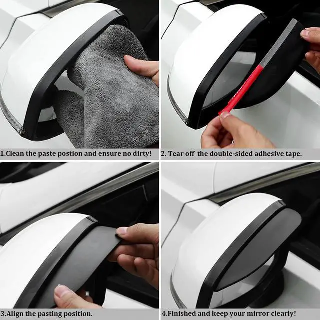 Alt view image 6 of 6 - 2PC Side Mirror Visor Rain Guards,Car Rear View Mirror Rain Cover,Silicone Rain Shield,Mirror Cover Rubber Visor Guard(Transparent,2Pack)