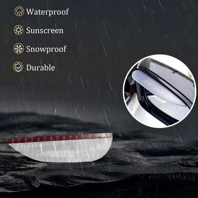 Alt view image 4 of 6 - 2PC Side Mirror Visor Rain Guards,Car Rear View Mirror Rain Cover,Silicone Rain Shield,Mirror Cover Rubber Visor Guard(Transparent,2Pack)