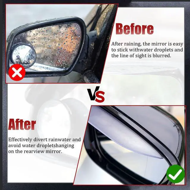 Alt view image 3 of 6 - 2PC Side Mirror Visor Rain Guards,Car Rear View Mirror Rain Cover,Silicone Rain Shield,Mirror Cover Rubber Visor Guard(Transparent,2Pack)