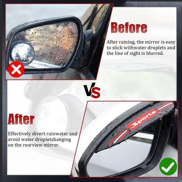 Alt view image 3 of 6 - 2PC Side Mirror Visor Rain Guards,Car Rear View Mirror Rain Cover,Silicone Rain Shield,Mirror Cover Rubber Visor Guard(Black-Sport,2Pack)