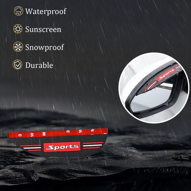 Alt view image 5 of 6 - 2PC Side Mirror Visor Rain Guards,Car Rear View Mirror Rain Cover,Silicone Rain Shield,Mirror Cover Rubber Visor Guard(Black-Sport,2Pack)