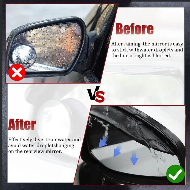 Alt view image 3 of 6 - 2PC Side Mirror Visor Rain Guards,Car Rear View Mirror Rain Cover,Silicone Rain Shield,Mirror Cover Rubber Visor Guard(Solid-Black,2Pack)