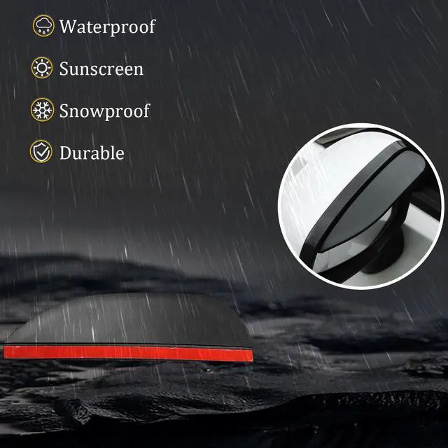 Alt view image 5 of 6 - 2PC Side Mirror Visor Rain Guards,Car Rear View Mirror Rain Cover,Silicone Rain Shield,Mirror Cover Rubber Visor Guard(Solid-Black,2Pack)