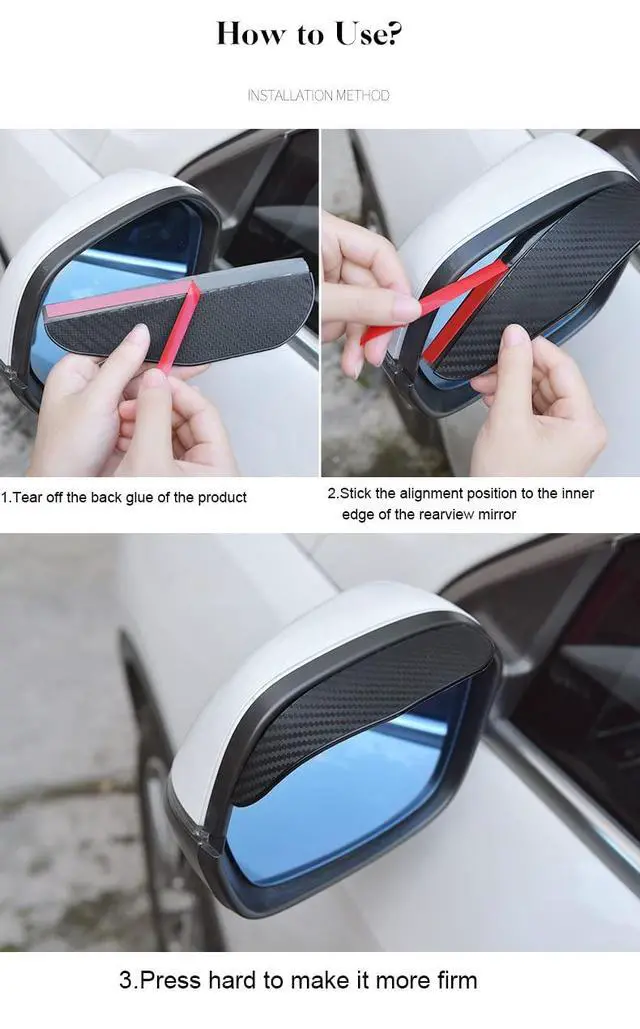 Alt view image 6 of 6 - Mirror Rain Visor Eyebrow, Side Mirror Rain Guards, Covers for Car Uniservial Fit 2 Pack